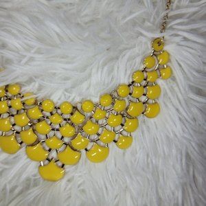 Adjustable Bib Necklace Yellow & Gold Tone